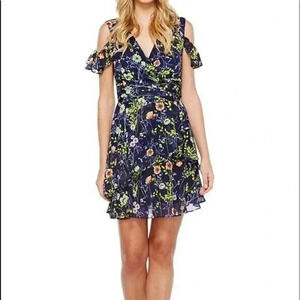 Tahari Floral Midi Dress - Navy and Multicolor